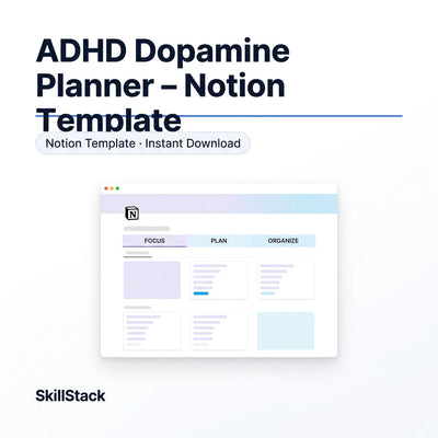 Notion Template Dopamine Planner | Daily Planner for Executive Dysfunction