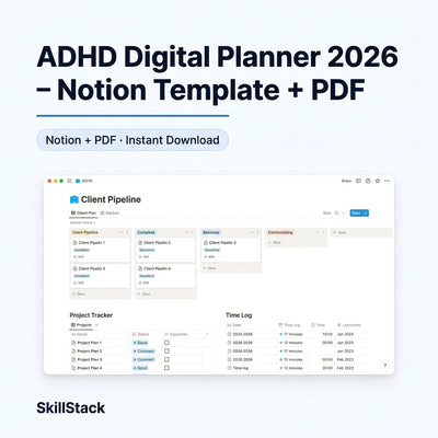 Digital Planner 2026 | Notion Template + PDF with Time Blocking for Freelancers