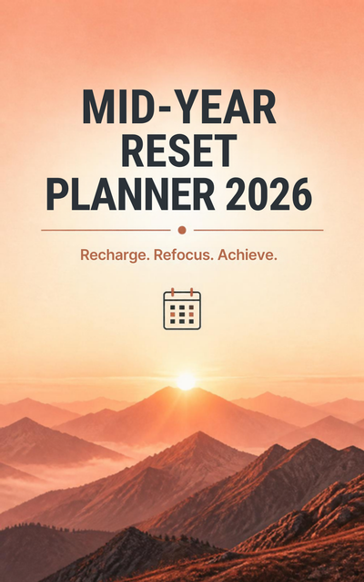 Mid-Year Reset Planner 2026 | Printable PDF Planner July–September