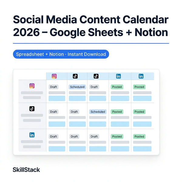 Social Media Content Calendar 2026 | 365-Day Planner for Instagram & TikTok – Google Sheets + Notion