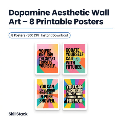 ADHD Dopamine Aesthetic Wall Art | 8 Printable Motivational Posters – 300 DPI Instant Download