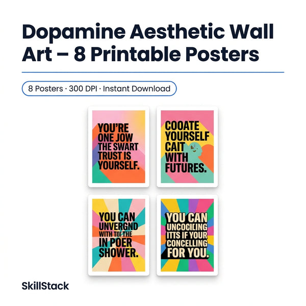 ADHD Dopamine Aesthetic Wall Art | 8 Printable Motivational Posters – 300 DPI Instant Download